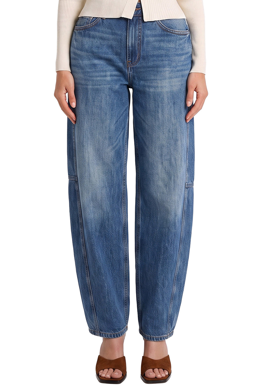 Stella High Rise Barrel Jeans with Seam Detail-08N