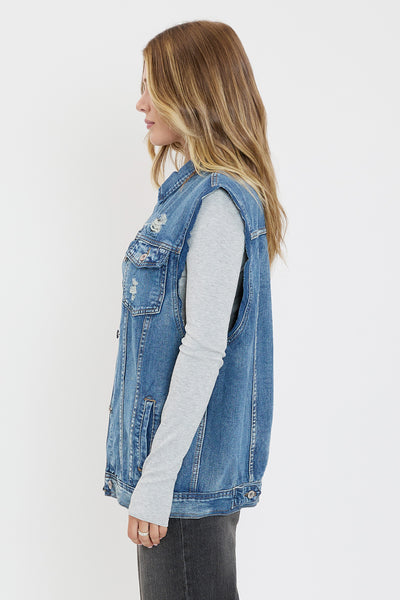 Boyfriend Denim Vest, Pack Of 6