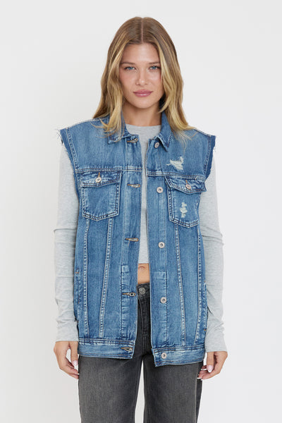 Boyfriend Denim Vest, Pack Of 6