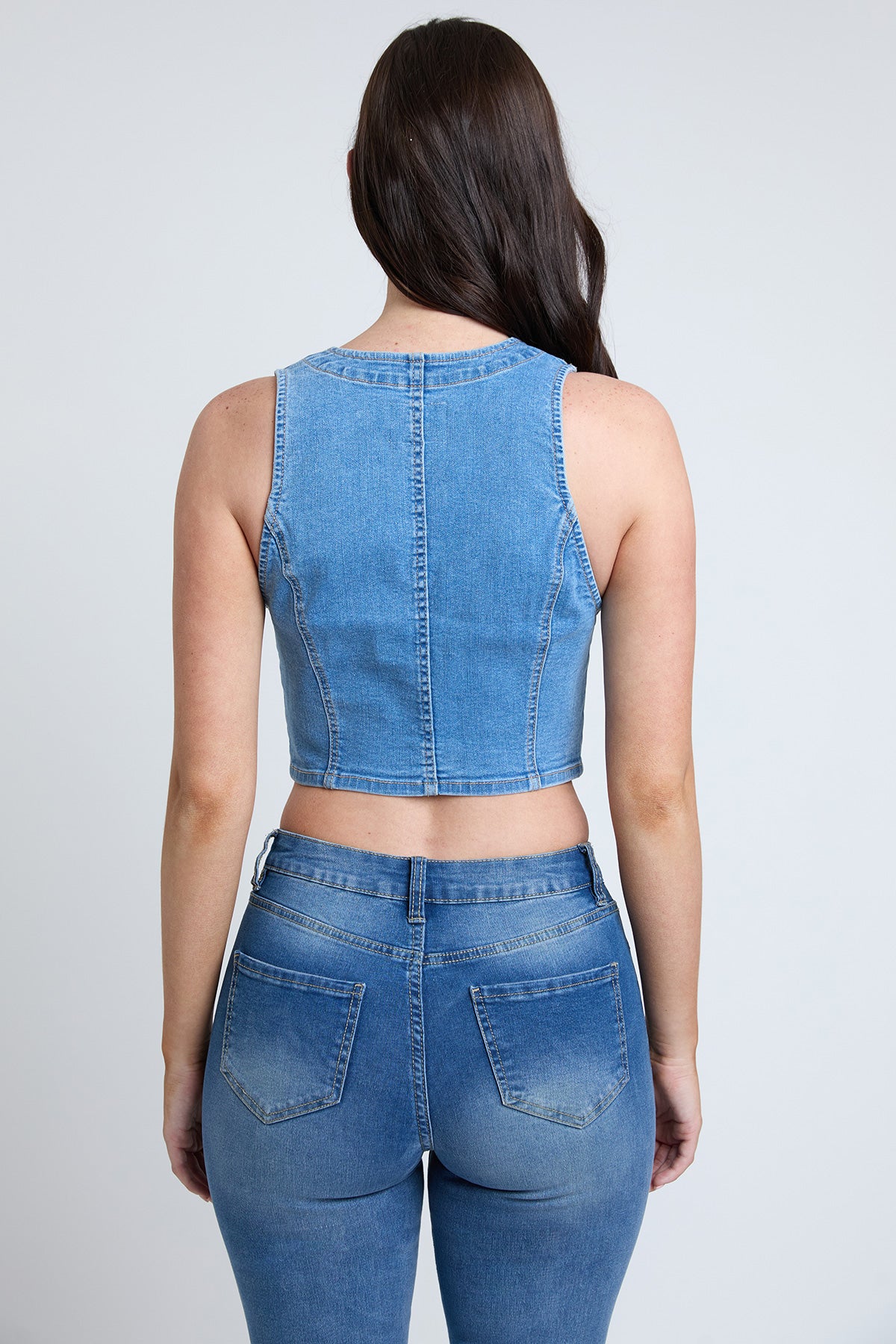 Cropped Button Front Vest , Pack of 6