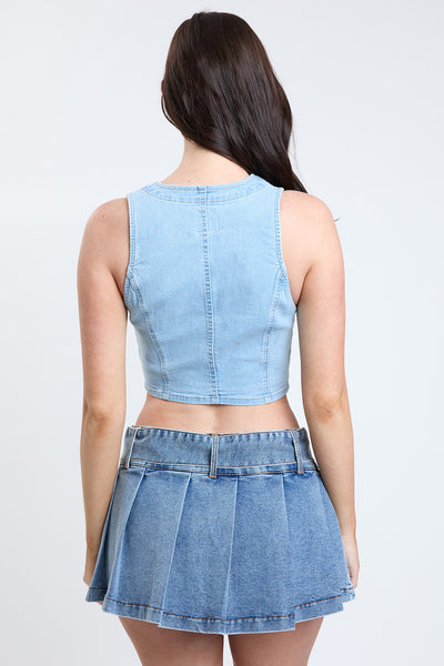 Cropped Button Front Vest , Pack of 6