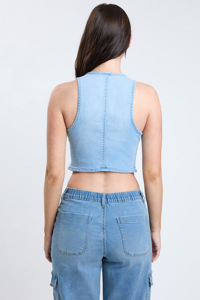 Cropped Tie Front Vest , Pack of 6