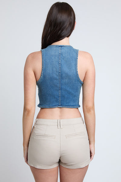 Cropped Tie Front Vest , Pack of 6