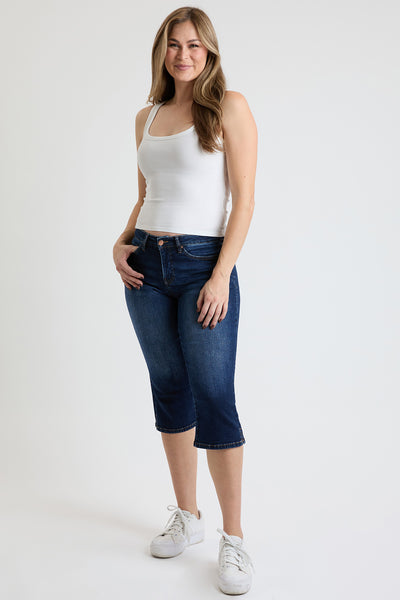 Mid Rise Premium Stretch Essential Capri, pack of 8