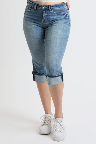 Mid Rise Premium Stretch Essential Cuff Capri, Pack of 8