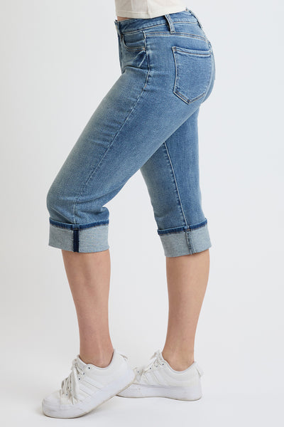 Mid Rise Premium Stretch Essential Cuff Capri, Pack of 8