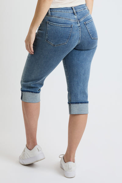 Mid Rise Premium Stretch Essential Cuff Capri, Pack of 8