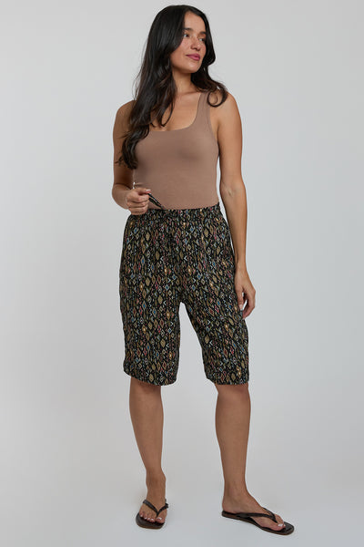Women Elastic Waist Bermuda With Patch Pockets, Pack of 6