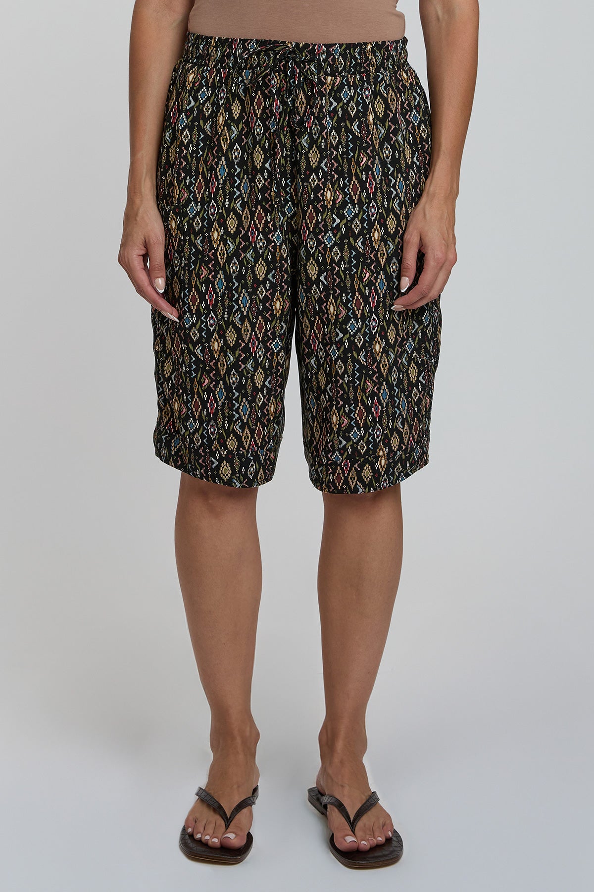Women Elastic Waist Bermuda With Patch Pockets, Pack of 6