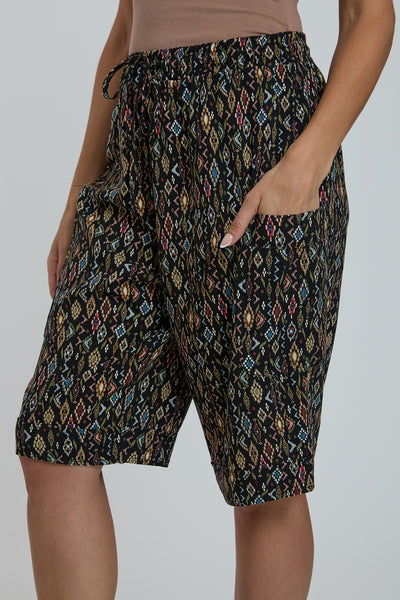 Women Elastic Waist Bermuda With Patch Pockets, Pack of 6