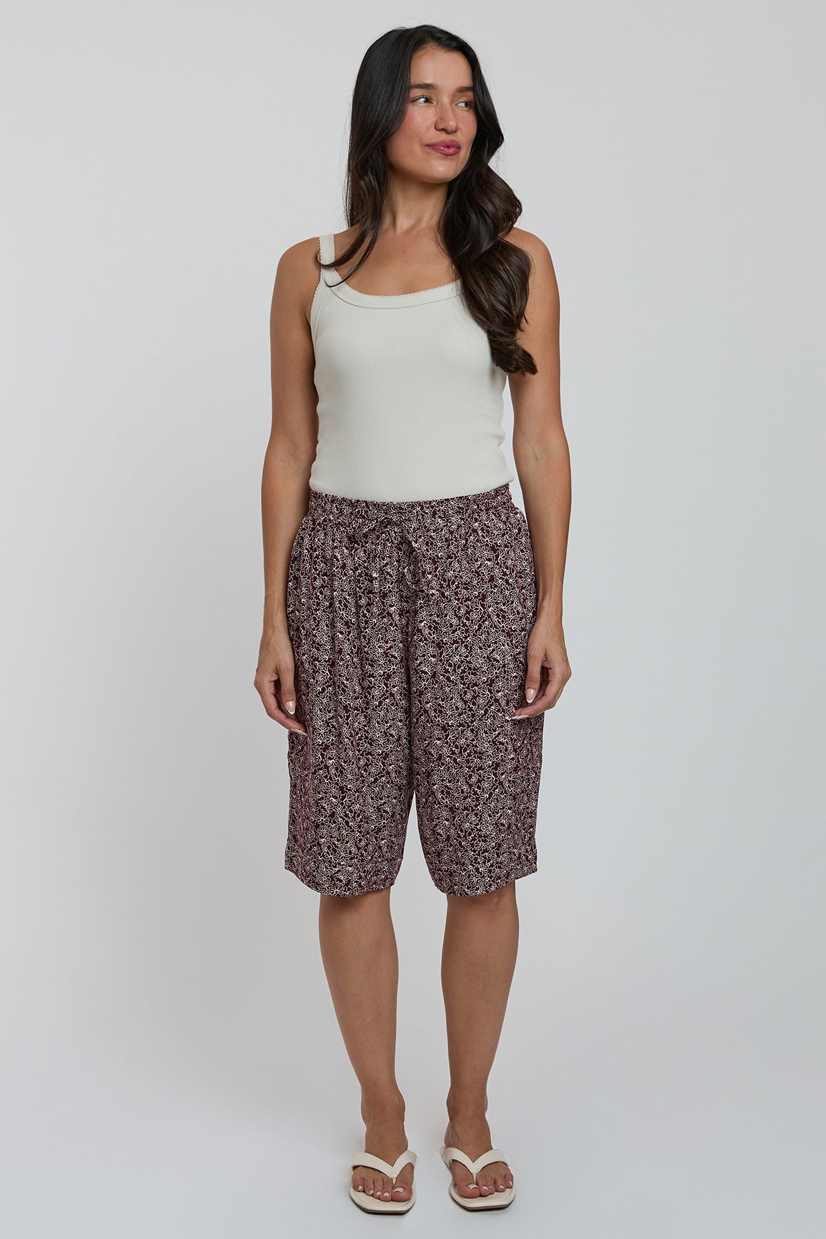 Women Elastic Waist Bermuda With Patch Pockets, Pack of 6