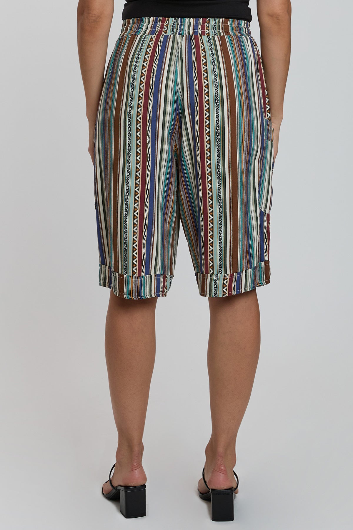 Women Elastic Waist Bermuda With Patch Pockets, Pack of 6