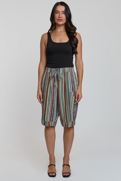 Women Elastic Waist Bermuda With Patch Pockets, Pack of 6