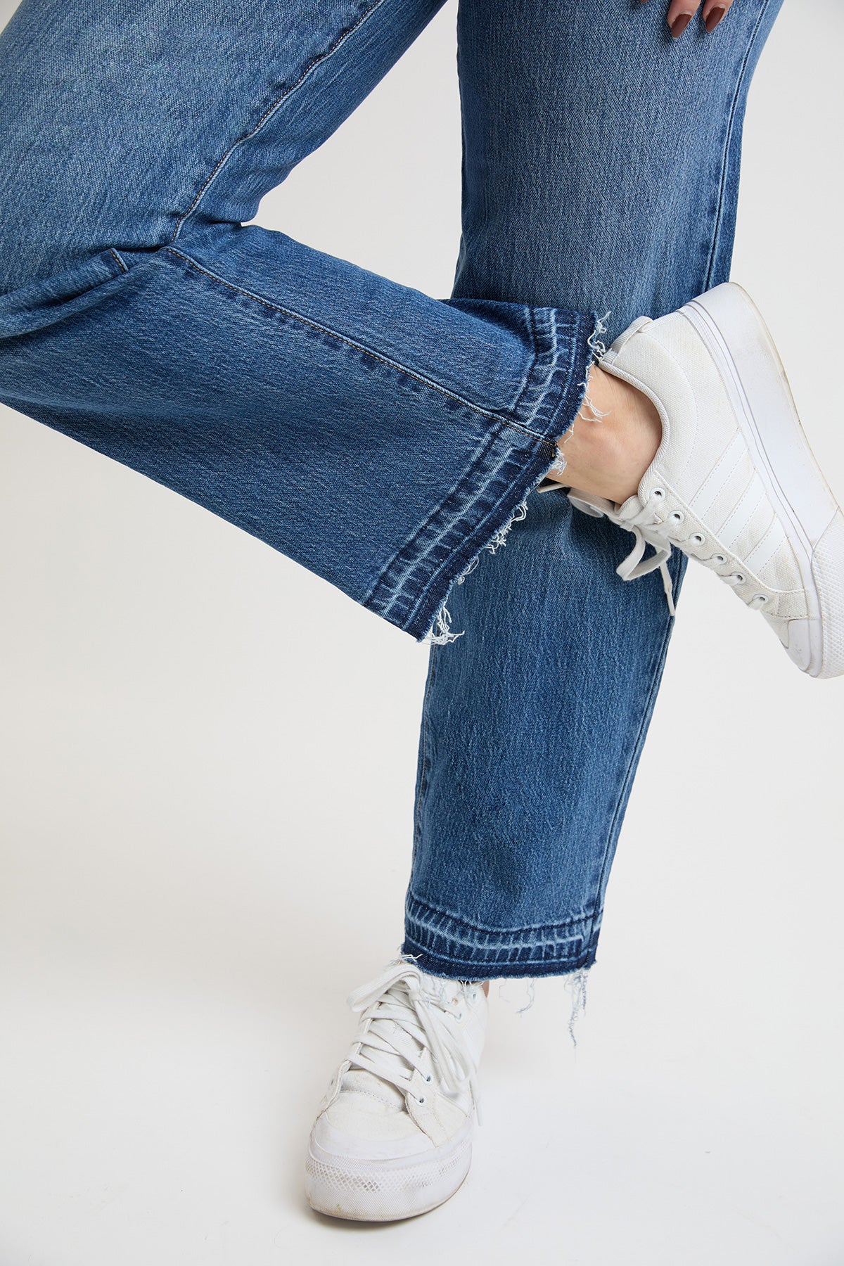 High Rise Wide Leg Jeans with Raw Hem, Pack of 8