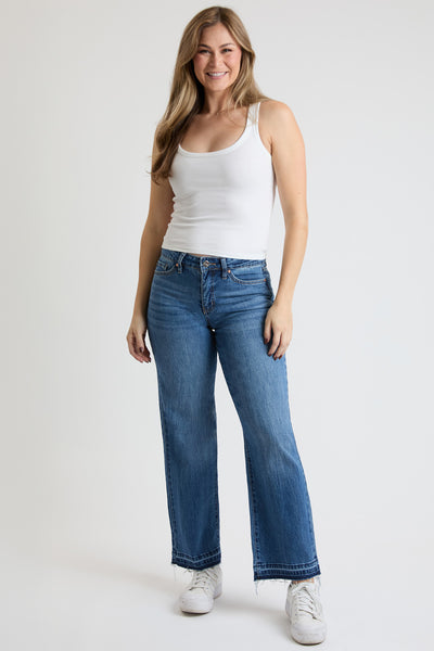 High Rise Wide Leg Jeans with Raw Hem, Pack of 8