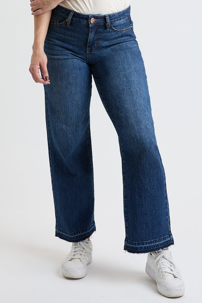 High Rise Wide Leg Jeans with Raw Hem, Pack of 8