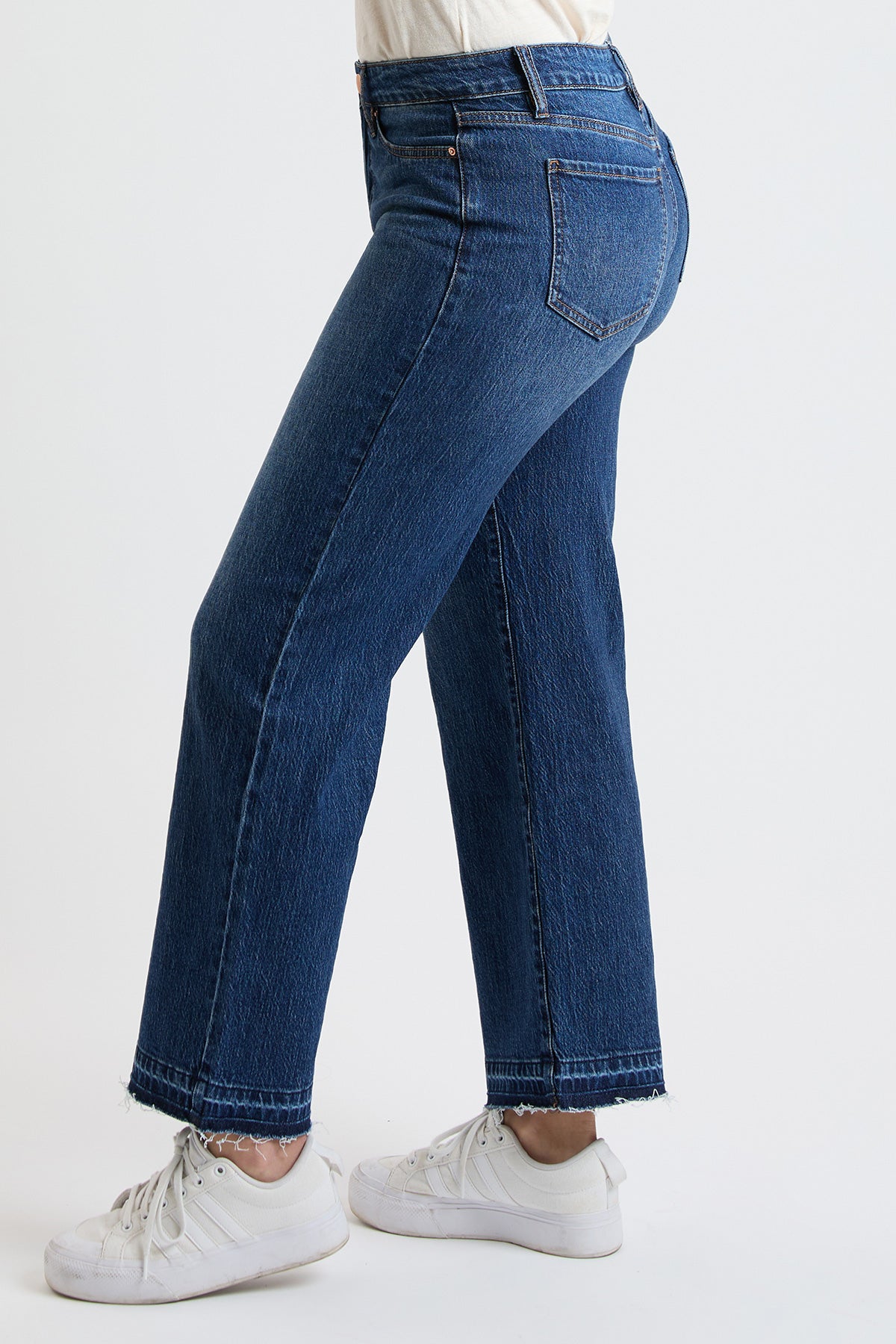 High Rise Wide Leg Jeans with Raw Hem, Pack of 8