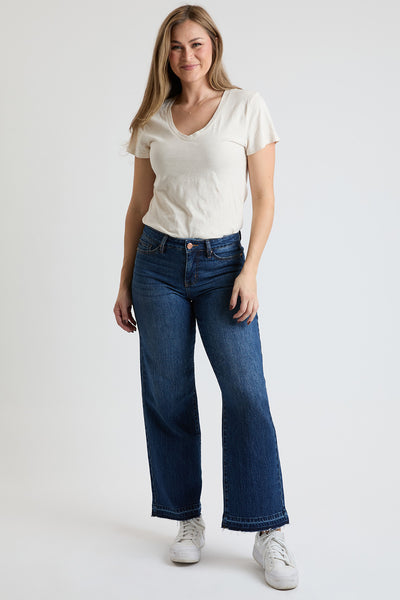 High Rise Wide Leg Jeans with Raw Hem, Pack of 8