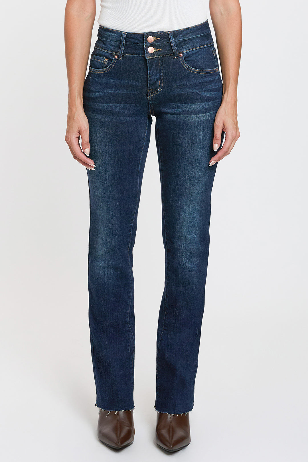 【I AM MARI】Eve Semi Bootcut Banding Cotton Pants Maria Mid Rise Bootcut | EB Denim – ebdenim.com