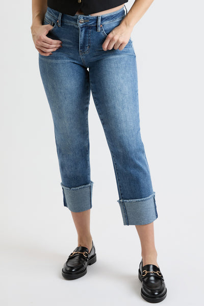 Mid Rise Premium Stretch Cuff Cropped Slim Straight Jean, Pack Of 8