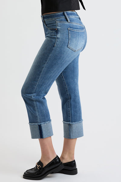 Mid Rise Premium Stretch Cuff Cropped Slim Straight Jean, Pack Of 8