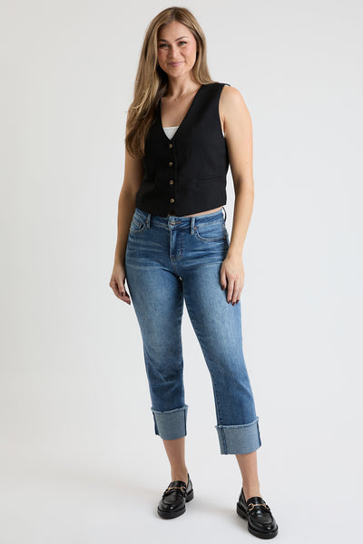 Mid Rise Premium Stretch Cuff Cropped Slim Straight Jean, Pack Of 8