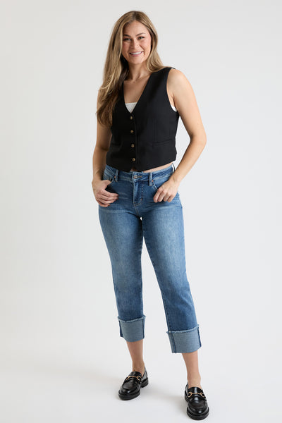 Mid Rise Premium Stretch Cuff Cropped Slim Straight Jean, Pack Of 8