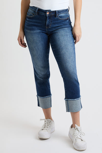 Mid Rise Premium Stretch Cuff Cropped Slim Straight Jean, Pack Of 8