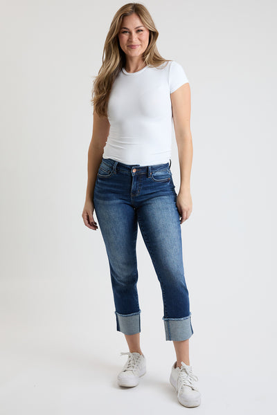 Mid Rise Premium Stretch Cuff Cropped Slim Straight Jean, Pack Of 8
