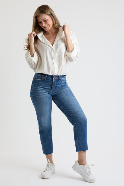 High Rise Cropped Straight Leg Jean Tummy Control, Pack of 8