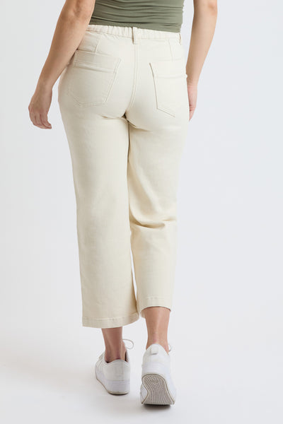 High Rise Wide Leg Jeans with Elastic Back, Pack of 8