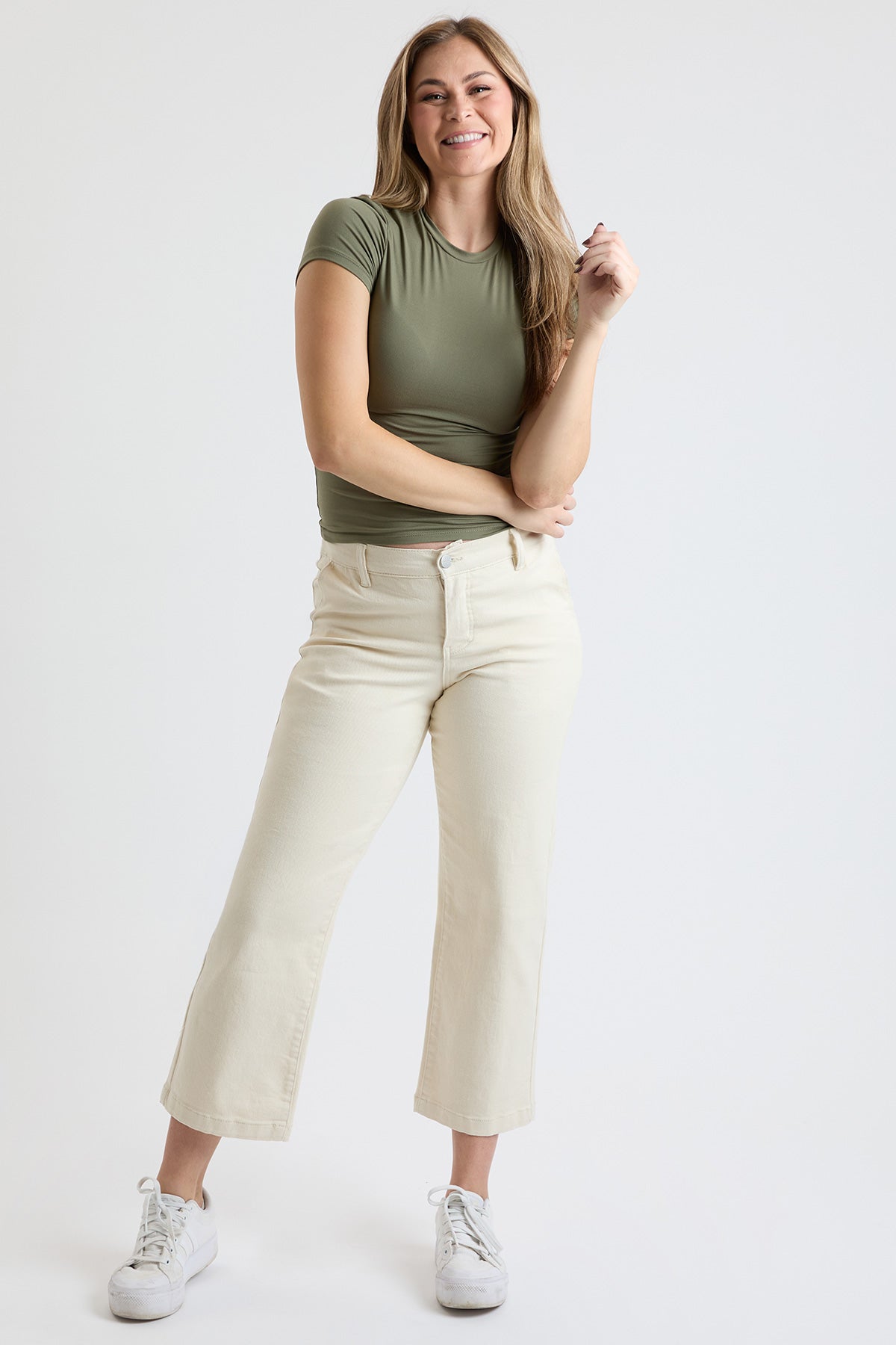 High Rise Wide Leg Jeans with Elastic Back, Pack of 8