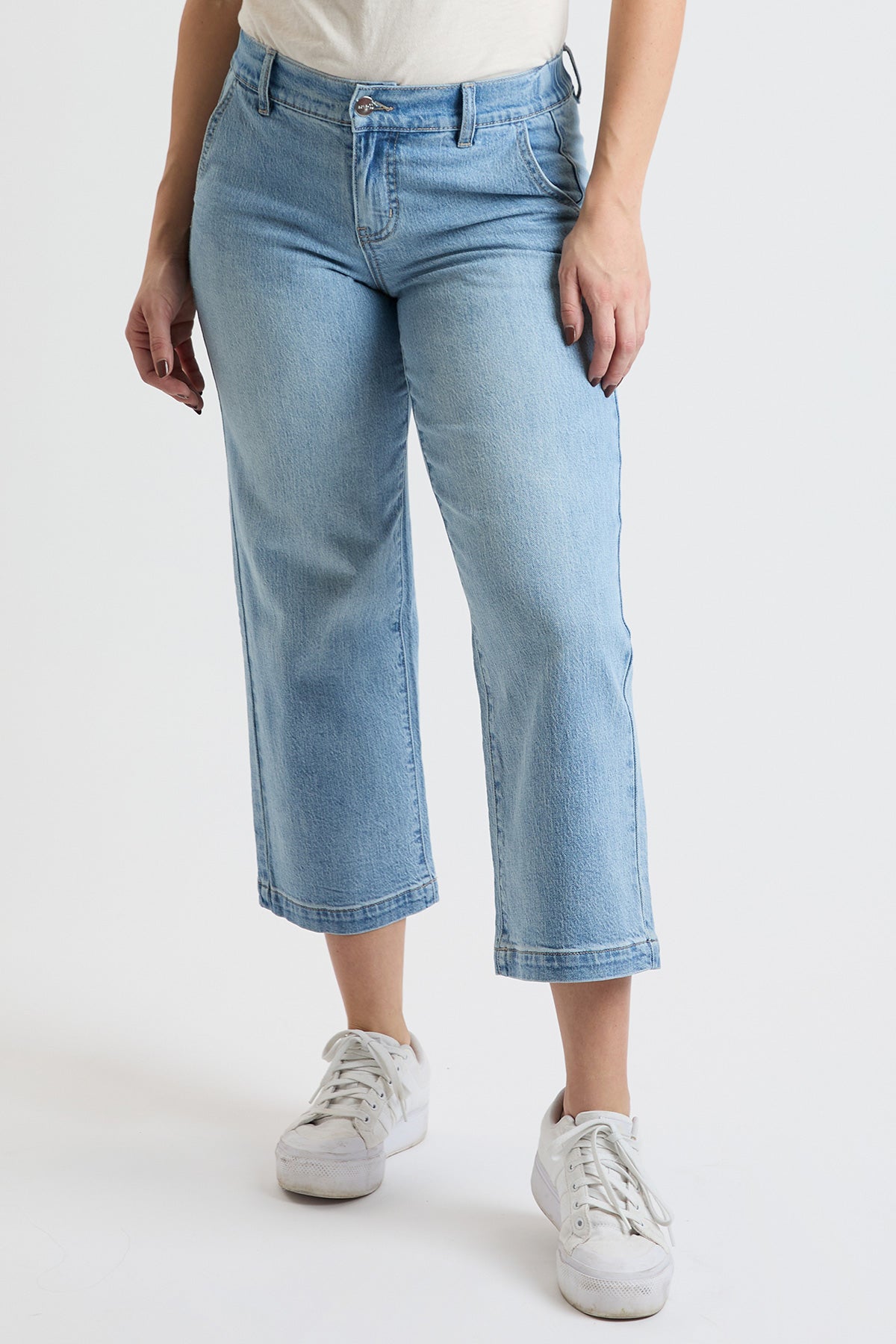 High Rise Wide Leg Jeans with Elastic Back, Pack of 6