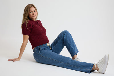 Mid Rise Tie Front Wide Leg Jeans, Pack of 8