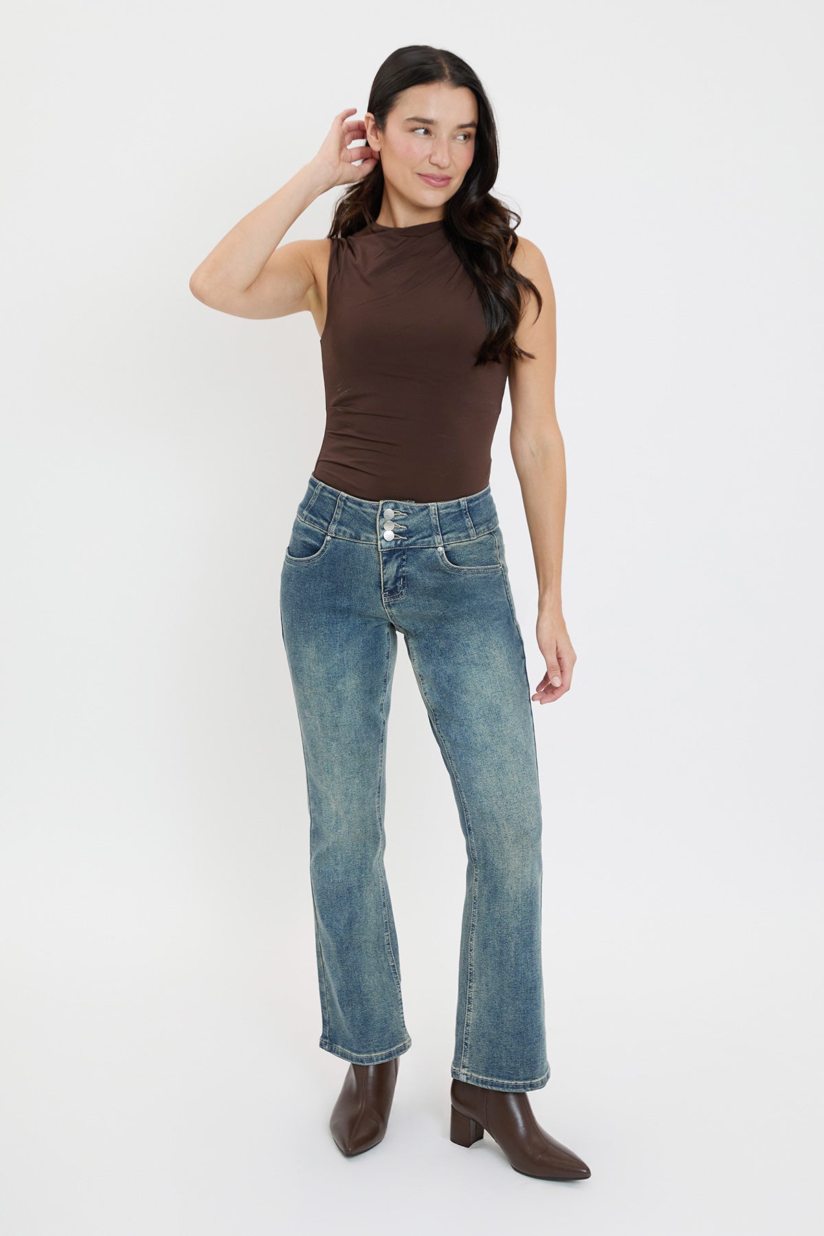 Mid Rise 3-Button Bootcut Jeans, Pack of 8