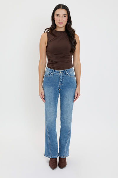 Mid Rise Curve Seam Wide Leg Jeans, Pack of 8