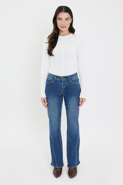 Mid Rise Curve Seam Wide Leg Jeans, Pack of 8