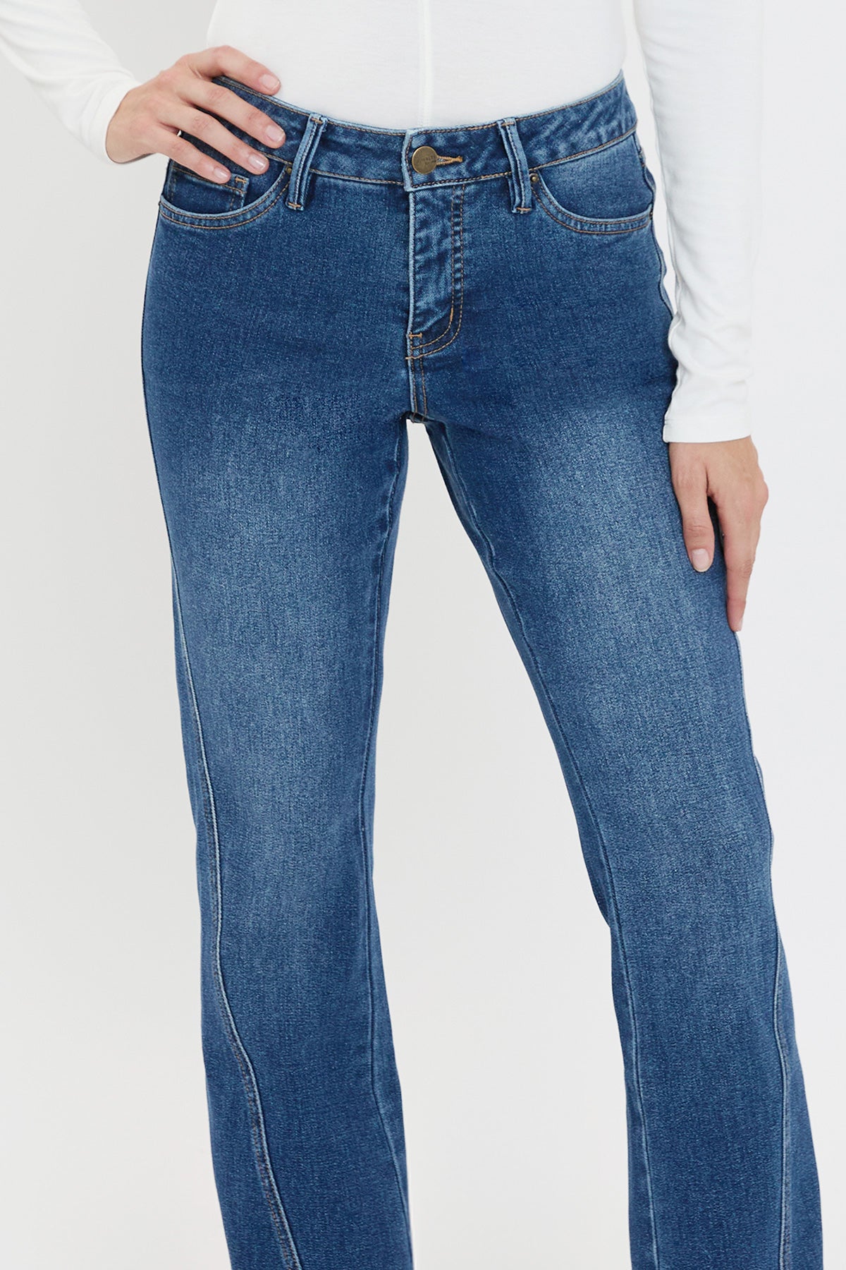 Mid Rise Curve Seam Wide Leg Jeans, Pack of 8