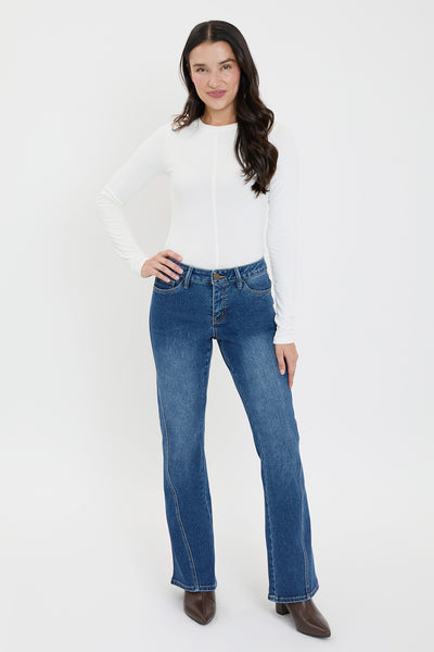 Mid Rise Curve Seam Wide Leg Jeans, Pack of 8