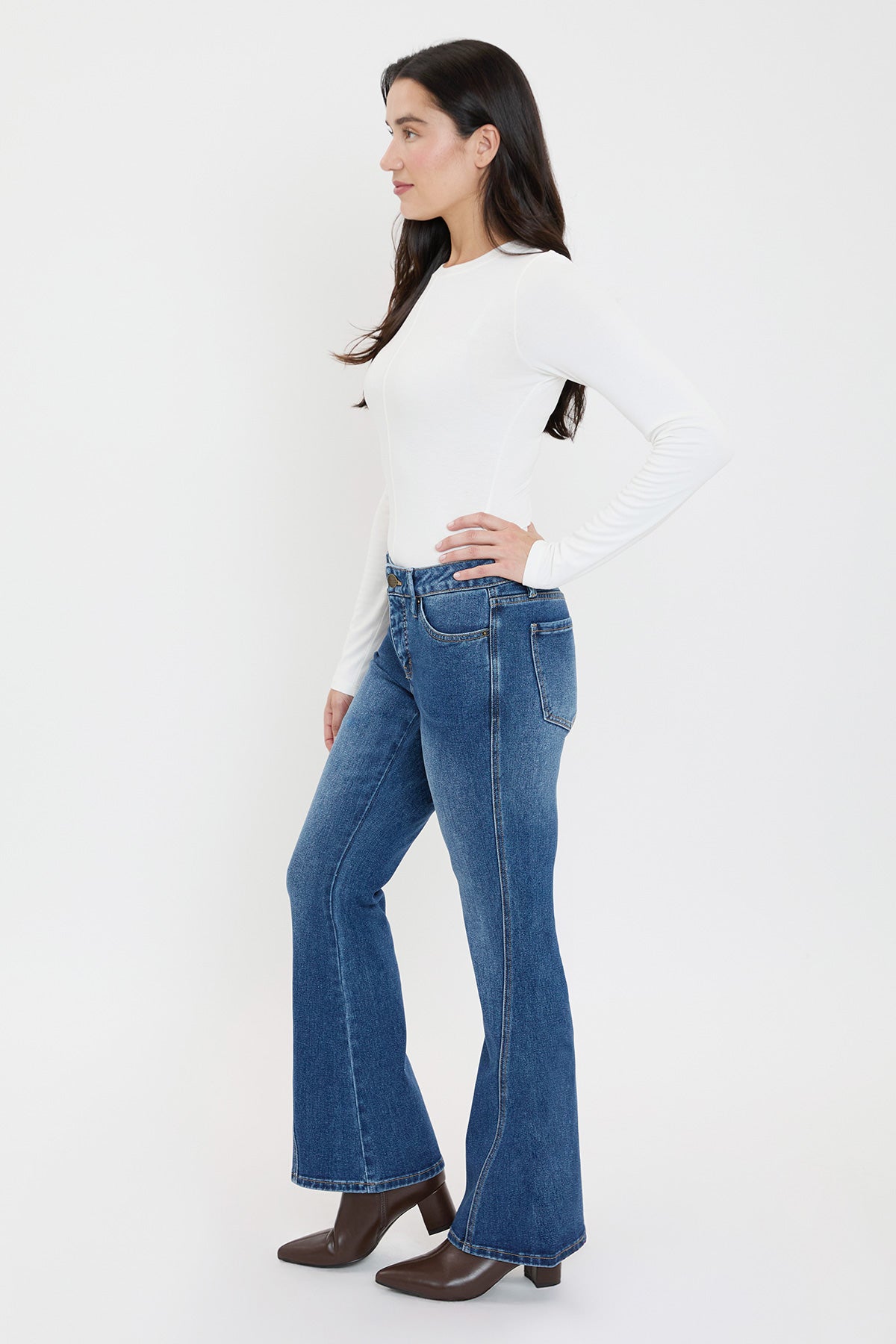 Mid Rise Curve Seam Wide Leg Jeans, Pack of 8