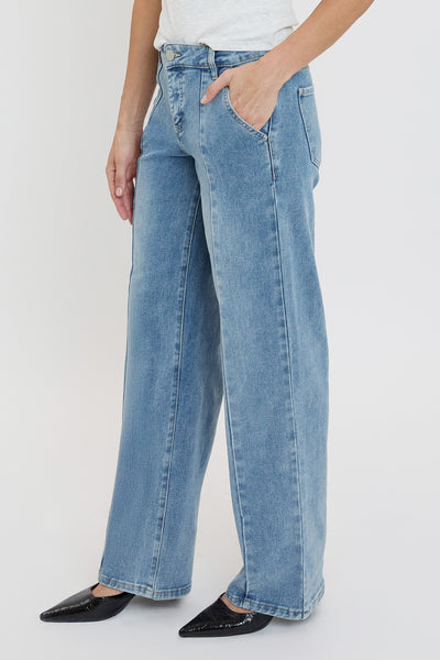 Mid Rise Front Seam Wide Leg Jeans, Pack of 8