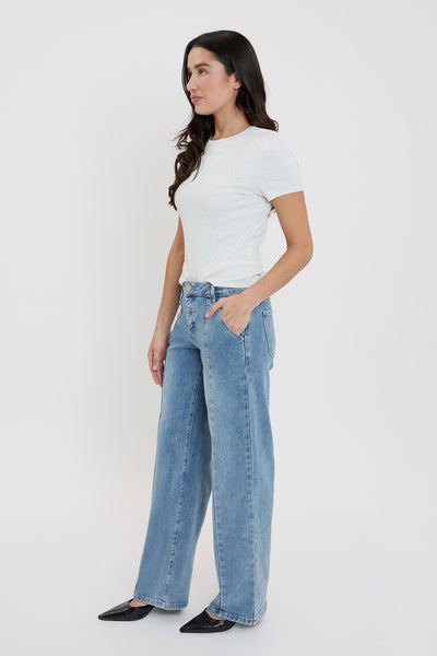 Mid Rise Front Seam Wide Leg Jeans, Pack of 8