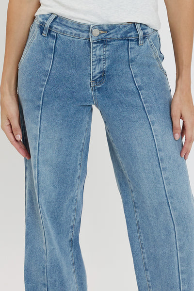 Mid Rise Front Seam Wide Leg Jeans, Pack of 8