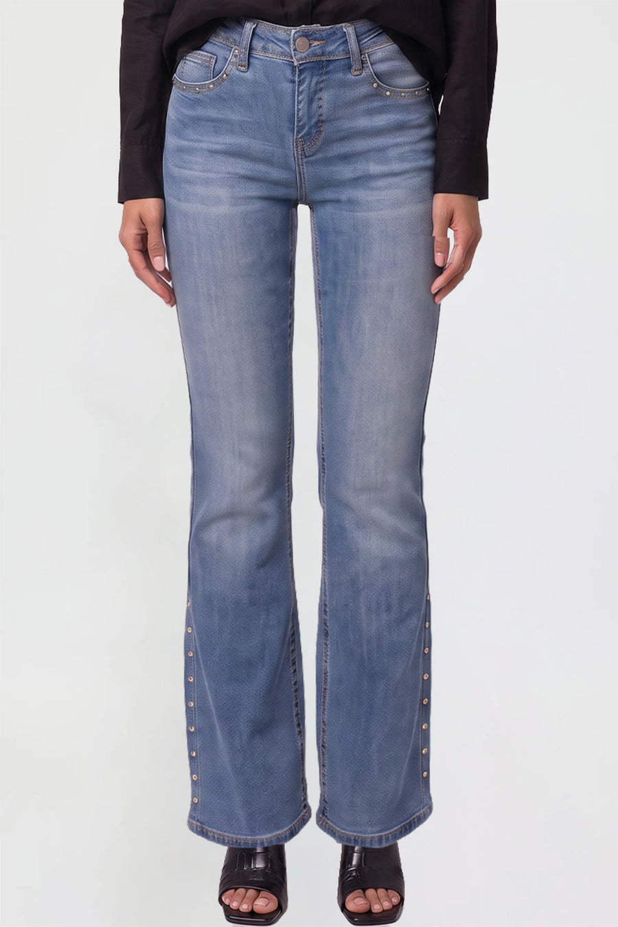 Missy Mid Rise Blake Side Studded Bootcut Jeans, Pack of 8