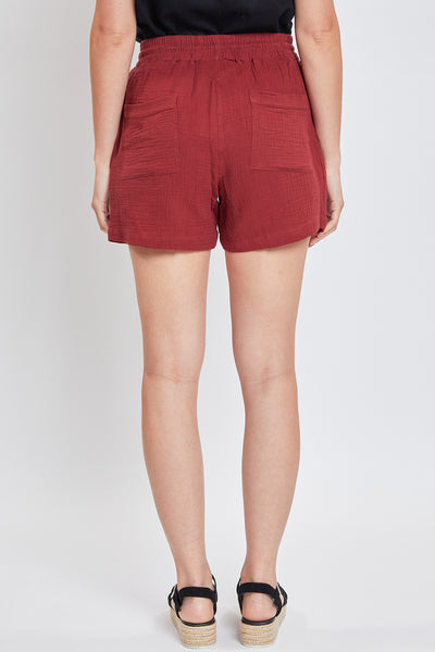 Double Gauze Shorts With Porkchop Pockets And Tassel Drawstring, Pack of 6