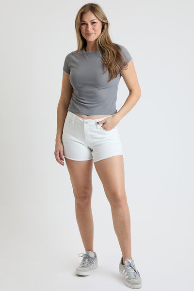 High Rise Premium Stretch Fray Hem Hi-Lo Shorts, Pack of 8