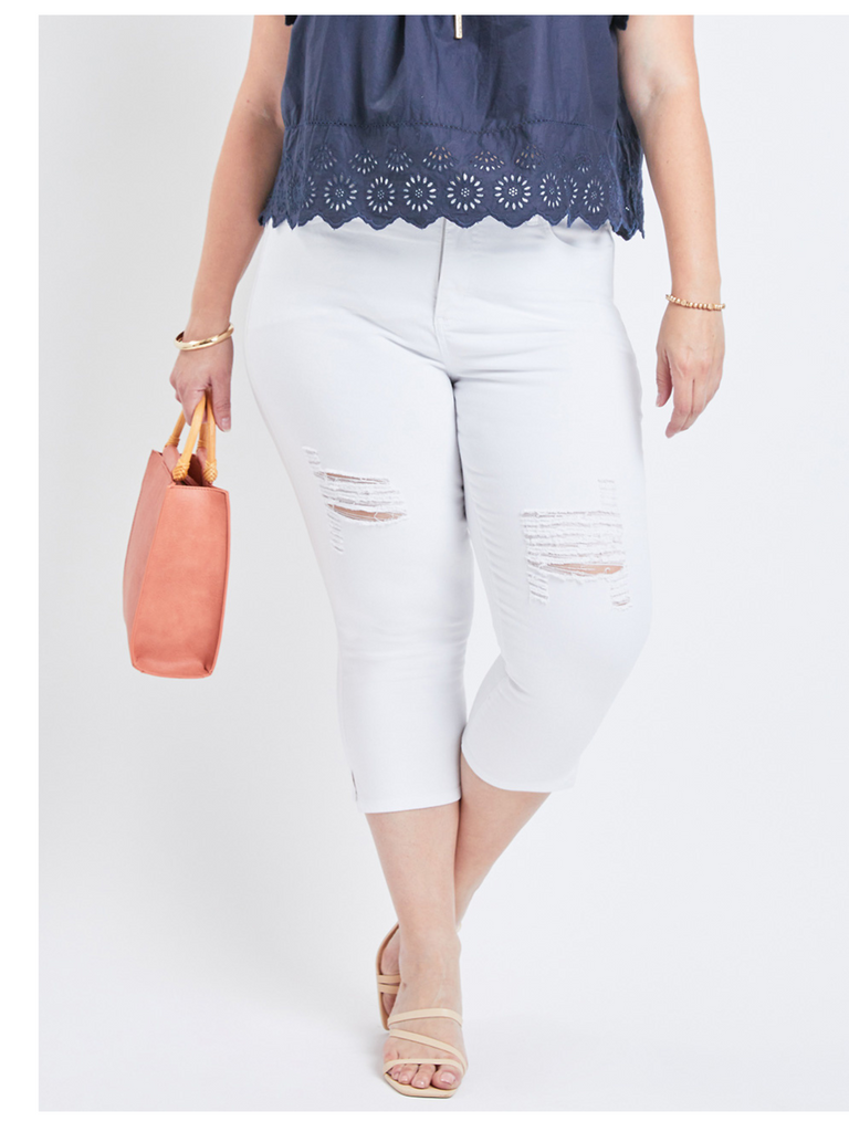 Missy Plus Size Curvy 1-Button High-Rise Side Slit Hem Capri, Pack