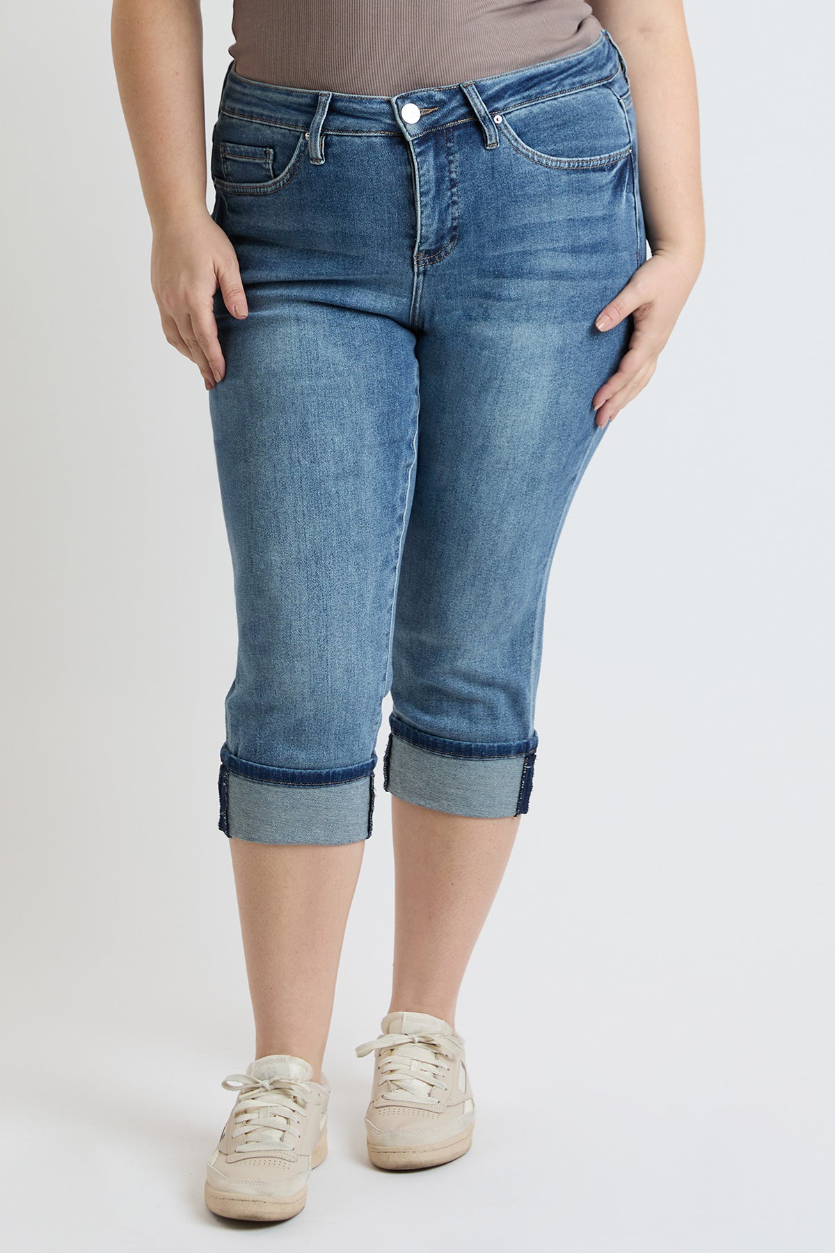 Plus High Rise Premium Stretch Cuff Capri, Pack of 6