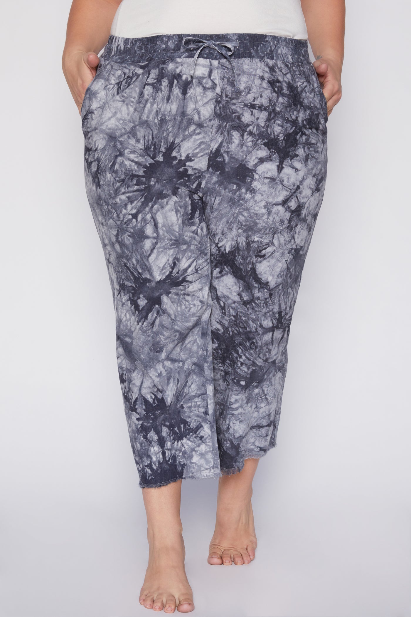 Plus Size Linen Lounge Pants With Frayed Hem 6 Pack