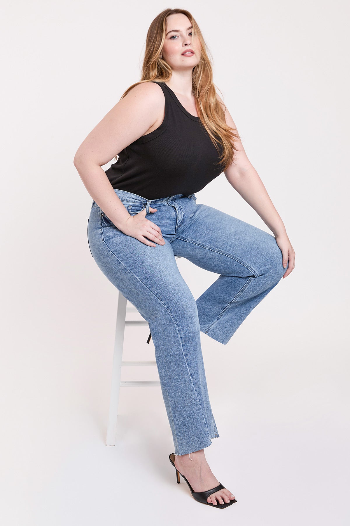 Plus High Rise Wide Leg Jeans with Raw Hem, Pack of 6